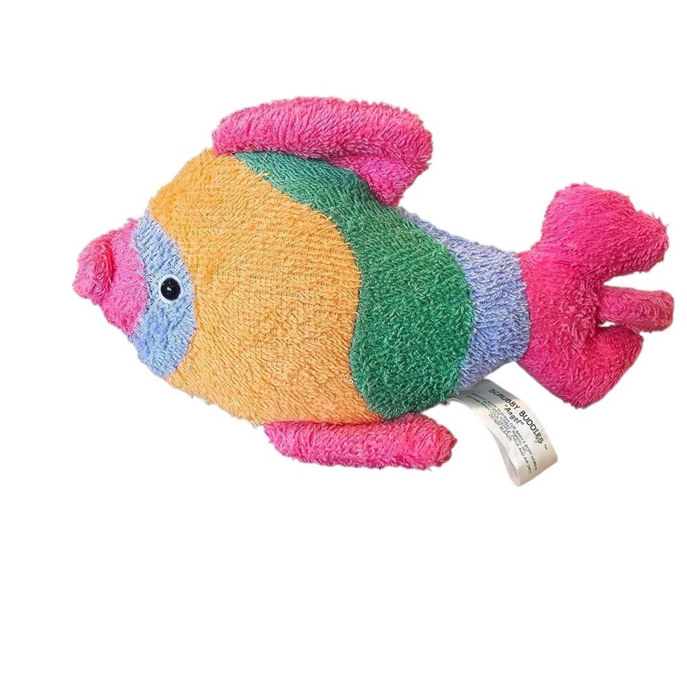 VTG 90s‎ Bath & Body Works Scrubby Buddies Angel Fish Rainbow Striped Terrycloth